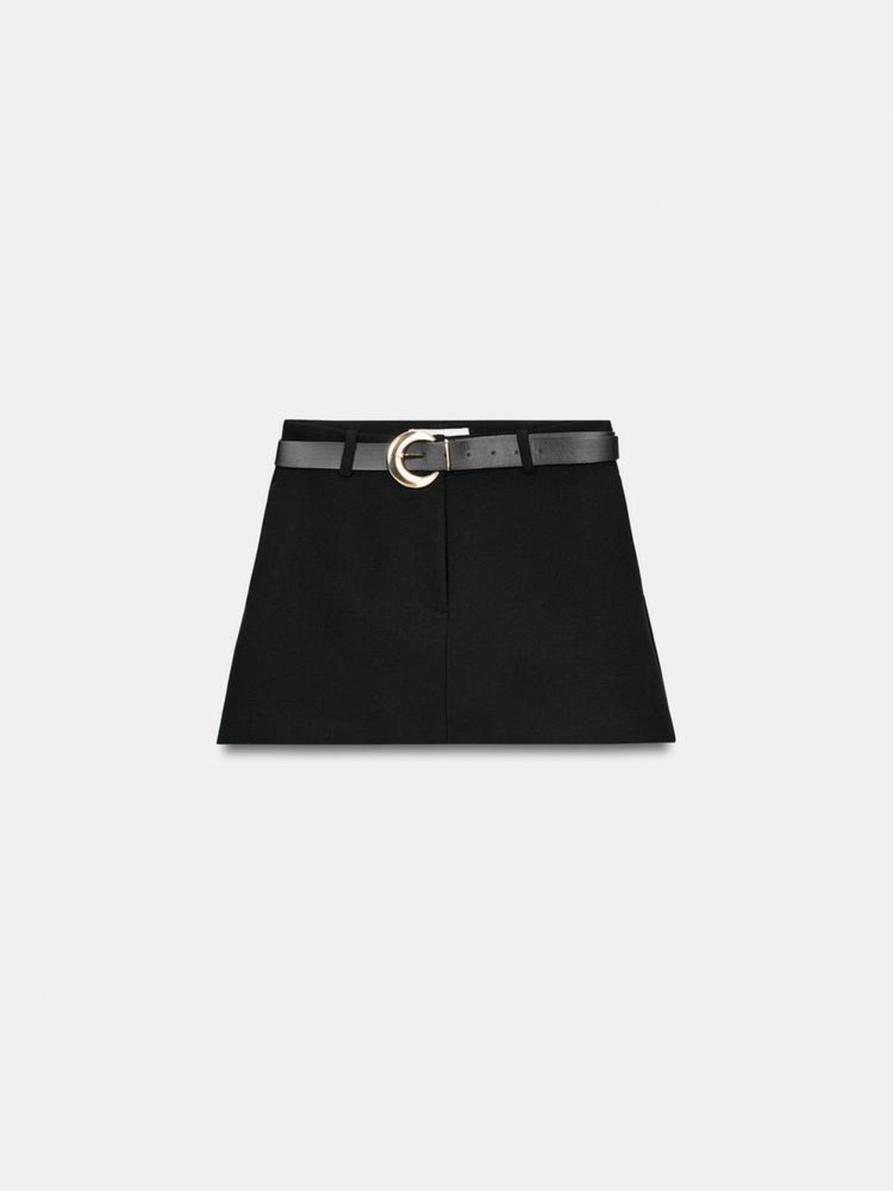 Zara Black Mini Skort with Gold Buckle Belt